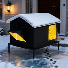Large Heated Cat House for Outside Winter Insulated Cat Shelter Weatherproof