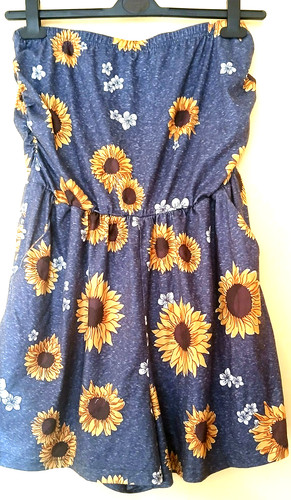 Blue yellow sunflower bandeau - blue,