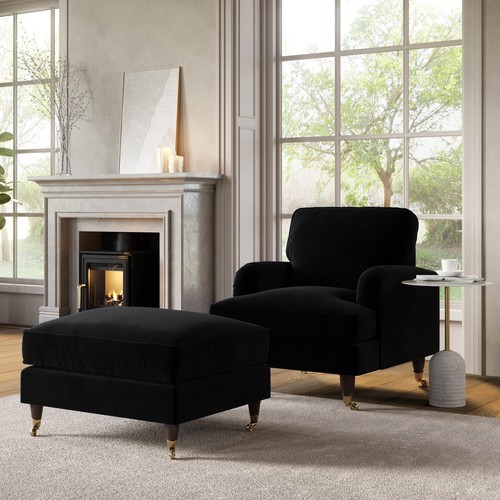 Black velvet armchair and - black,