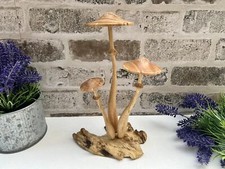 Wooden Bali Honeycap Mushroom Driftwood Sculpture Ornament Gift Handcarved Root