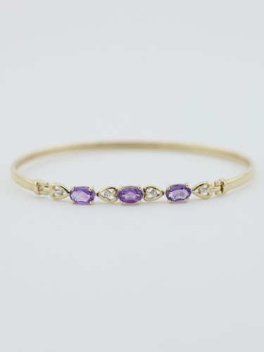 Gold amethyst bangle bracelet - amethyst,
