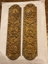 FINE PAIR OF ANTIQUE 19TH CENTURY CAST BRASS GILT DOOR FINGER PLATES.