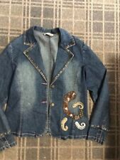 ZEILA LADIES 12 JACKET BLAZER CASUAL VINTAGE DENIM BOHO HIPPIE DEADED EMBROIDERY