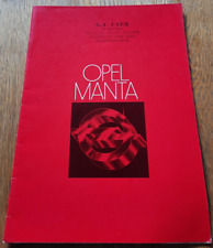 1978 OPEL MANTA car sales brochure from the UK. Rare catalogue prospekt