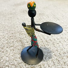 Ethnic African Sculpture Iron Wire Candle Holder Tribal Woman Mother Child
