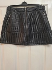 Select Black Shimmery A Line Textured Short Elegant Zip Up Skirt Size 14 Women
