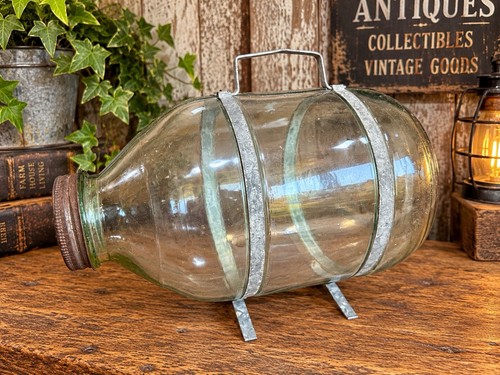 Antique glass minnow trap with - glass,