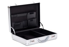 Pro Aluminium Large Deep Executive Laptop Padded Briefcase Attache Case Silver