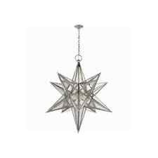 Visual Comfort Moravian XL Star Pendant Lantern, Brushed Silver Leaf RRP £3863