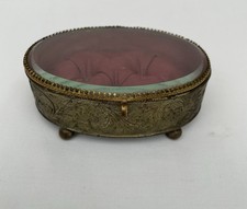Antique French Clear Bevelled Glass Bijou Box Jewellery Box Trinket Box Casket