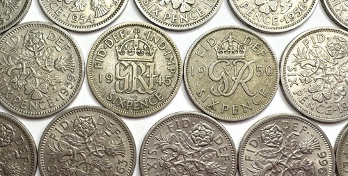 16x british sixpence coins - sixpence,