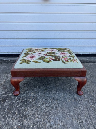 Vintage needlepoint footstool - needlepoint,
