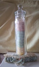 AVON VINTAGE SOAP HOLDER WITH  '12 CAKES OF SOAP' & GARTER GLASS HOLDER LID