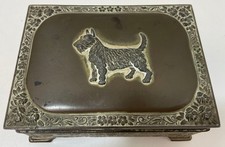 Scottish Terrier Decorative Metal Box Wood Lined Ornament Vintage