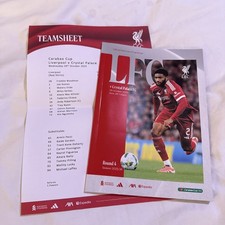 Liverpool FC V Crystal Palace Matchday Program & Team Sheet