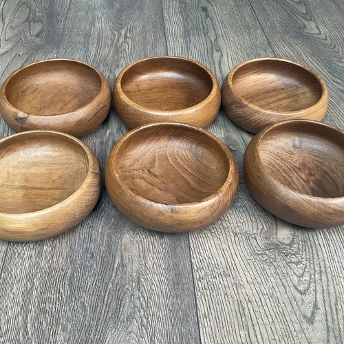 Vintage teak wood bowls - wood, hand