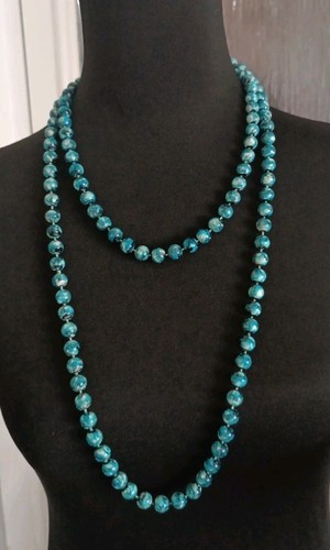 Long lariat aqua marbled - long,