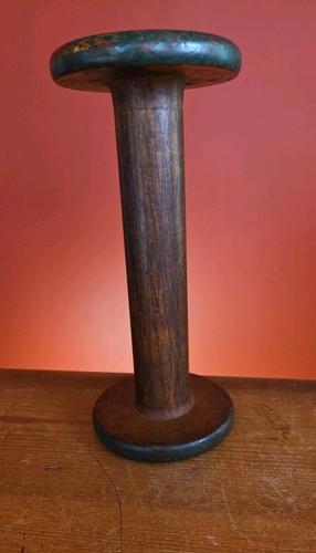 Vtg large wood spool bobbin - bobbin, 9"