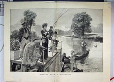 Original Old Antique Print