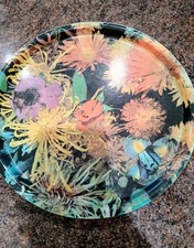 Vintage round flowers tray