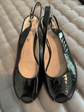 Caprice ‘walking on air’ Black Patent Leather Peep Toe Slingback Heels Shoes