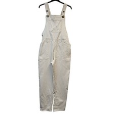 TU Dungarees White Stretch Denim Overalls UK Women's M 10 W28 L28