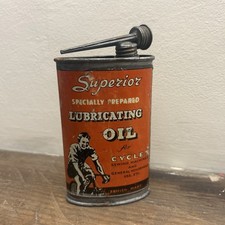 vintage oil tin can Bicycle Superior Advertising Tin Shed Garage Bike Oil
