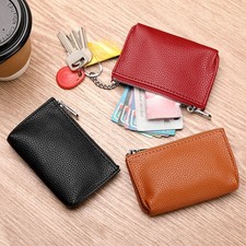 Women Fashion Small Light Slim Zipper Wallet Portable Key Coin Purse Pu Leather