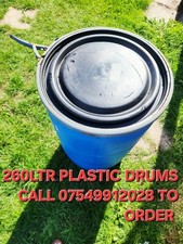260 LTRS PLASTIC BARRELS DRUM FOR SHIPPING WITH LID AND LOCKING RING OR CLAP TOP