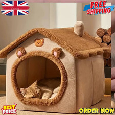 Pet Cat Kitten Dog Beds Igloo Fleece Bed Pyramid Cozy Washable Warm House Cave