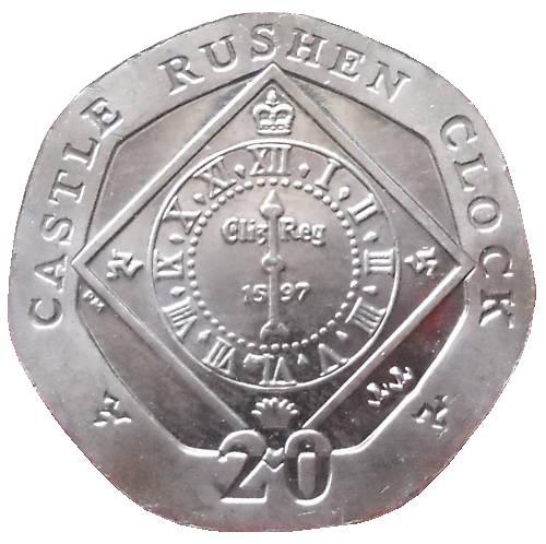 Castle rushen clock 20p - castle,