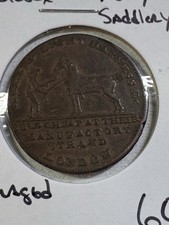 No Date Great Britain Middlesex Halfpenny Conder Token Kelly's Saddlery Damaged