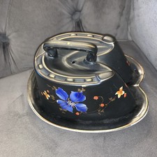 Antique Edwardian Porcelain HORSESHOE Cheese/Butter Dish w/Floral Decoration