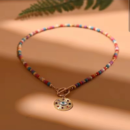 4mm colorful stone - colorful, choker