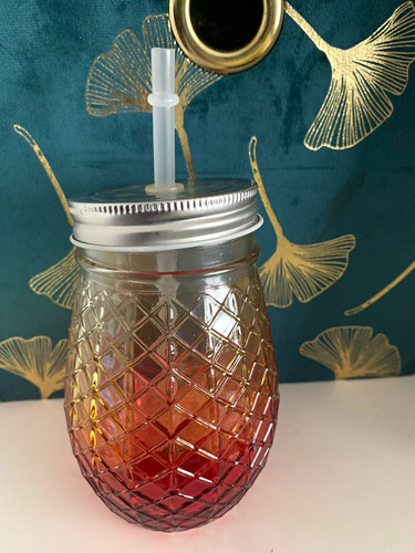 Pineapple textured glass mason - pineapple,
