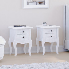 2x White Bedside Cabinet Table Nightstand Chest of Drawers 2 Drawer Bedroom Unit