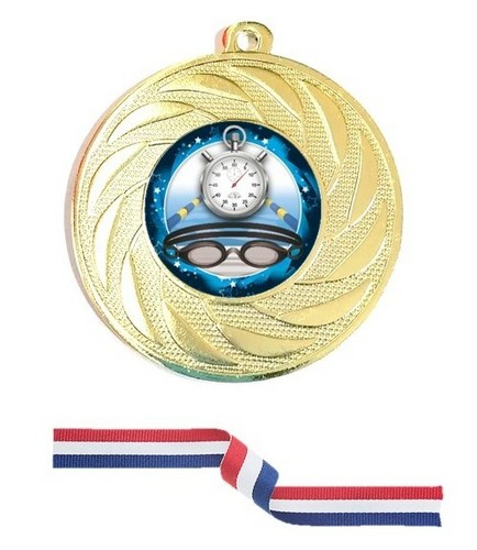 Swimming medal with - swimming, red
