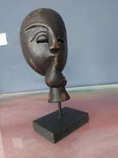 Wooden Face Mask With Stand Figurine