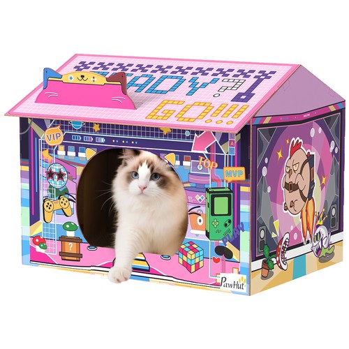 Pawhut cardboard cat house - pawhut,