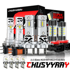 For Audi A6 C7 2011-2018 H15+H7+H11 Hi/Low/Fog Beam LED Headlights Bulbs 6000k