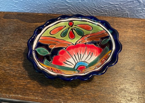 Mexican pottery oval bowl - pottery,