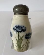 Rare Early William Moorcroft For Macintyre Blue Poppy Pepper Pot With Pewter Top