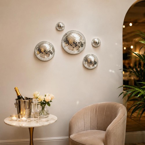 Disco ball half wall decor - half,