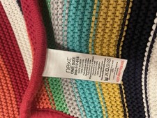 100% Cotton Next Rainbow Stripe Knitted Baby Blanket Cot Pram  80 By 130 Cm