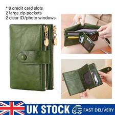 Womens Green Soft Leather Zip