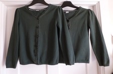 2x Girls Age 8 Years Green School Cardigans Flower Buttons 100% Cotton from Tu