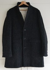 Folk M Harris Tweed Wool Coat Size 3 Black (very dark grey) Nehru collar