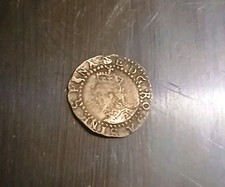 Queen Elizabeth 1st  Silver Penny With A Strang Mint Mark A Hand Above Her Crown