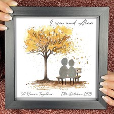 Personalised Pebble Art Wedding Anniversary Gift Keepsake 50 Year Gold 50th