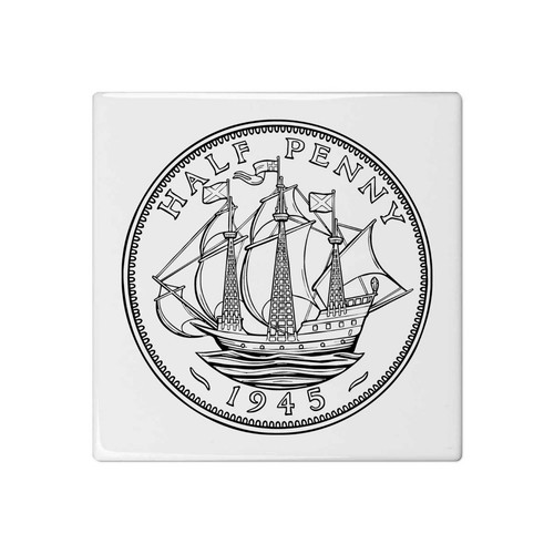 British half penny - half, ceramic
